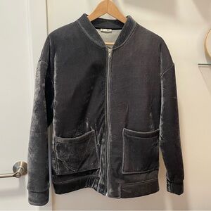 Crushed velvet oversized bomber jacket